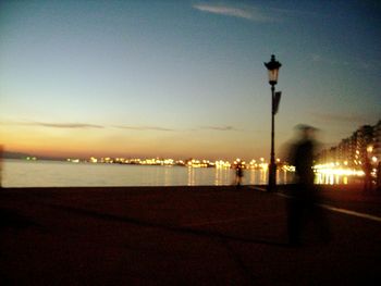 Illuminated street lights at night