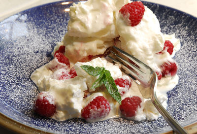 Close-up of ice cream in plate