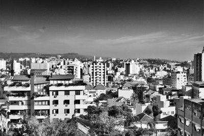 High angle view of cityscape against sky