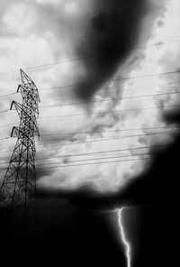 Low angle view of electricity pylon against sky