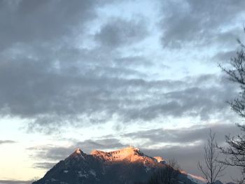 Low angle view of mountains against sky