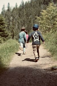 Kids are running in the nature