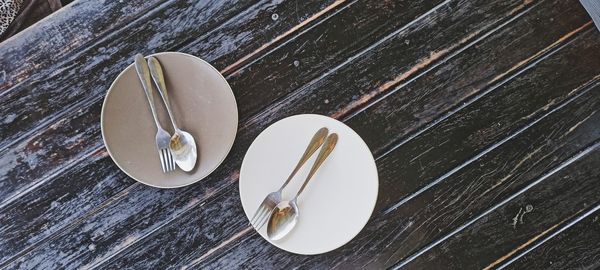 High angle view of ice cream on table