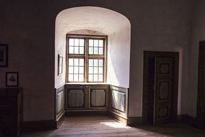 Closed door of building