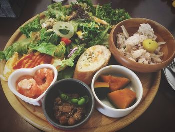 High angle view of food on table