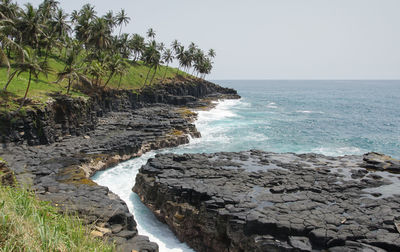 Scenic view of sea against clear sky