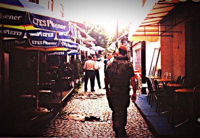 Woman standing in city