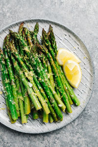 Platter of lemon garlic asparagus