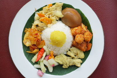 High angle view of breakfast in plate