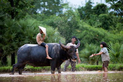 View of two people in water