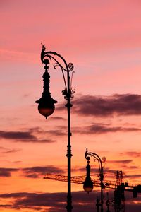 Low angle view of cloudy sky at sunset
