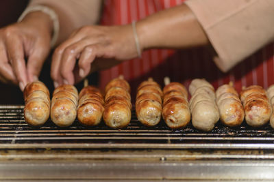 High angle view of person preparing food