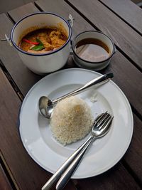 High angle view of food on table