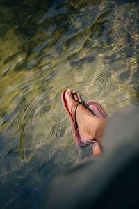 Low section of woman in water