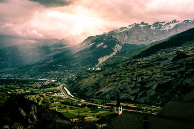 Scenic view of mountains against sky