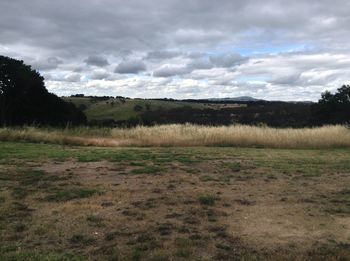 Scenic view of landscape against cloudy sky