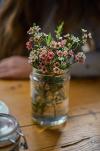 Close-up of glass vase on table