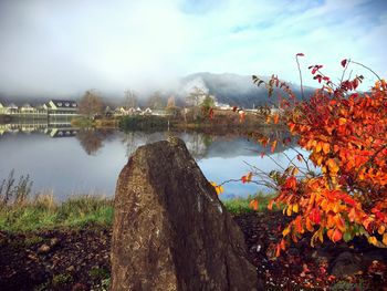 Scenic view of lake against sky