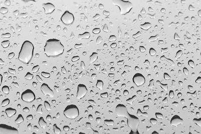 Full frame shot of raindrops on glass