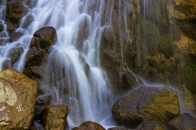 Scenic view of waterfall in forest