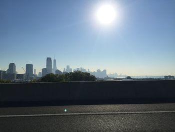 City skyline at sunset