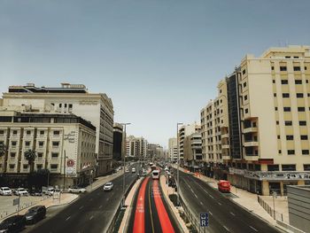 Traffic on road in city