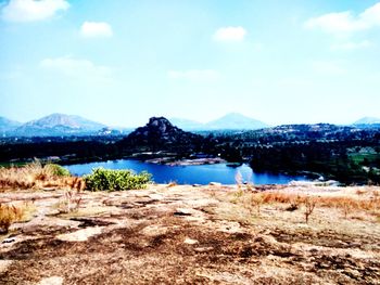 Scenic view of lake against sky