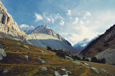 Scenic view of mountains against sky