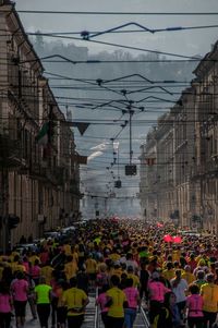 People walking on city street