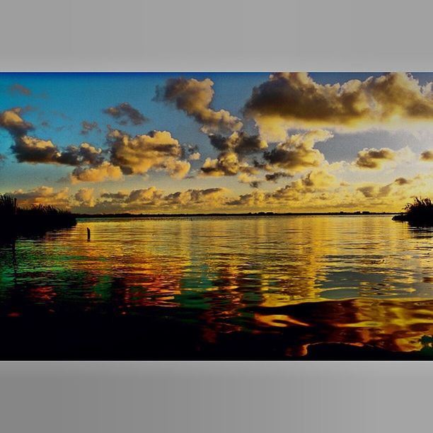 water, transfer print, sky, sunset, auto post production filter, scenics, beauty in nature, tranquil scene, reflection, tranquility, lake, waterfront, nature, sea, cloud - sky, idyllic, cloud, calm, orange color, dusk