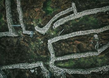 Aerial view of stone walls