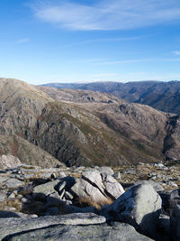 Scenic view of rocky mountains against sky