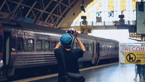 Full length of train at railroad station