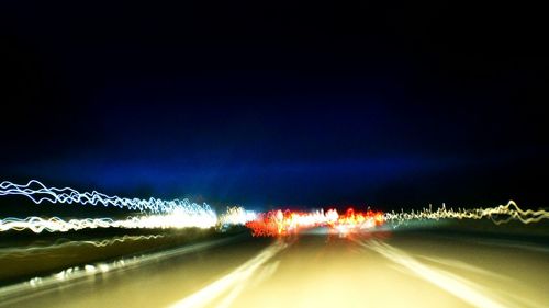 Blurred motion of road at night