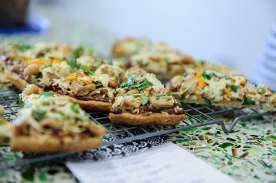 Close-up of food on cooling rack