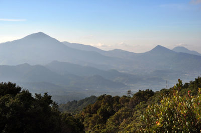 Scenic view of mountains against clear sky