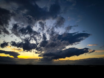 Scenic view of dramatic sky during sunset