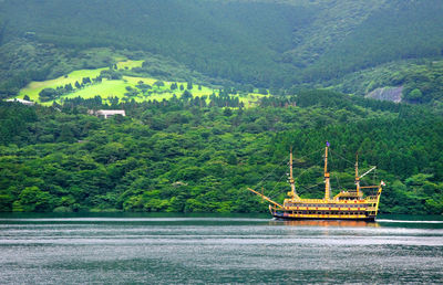 Scenic view of sea and mountains