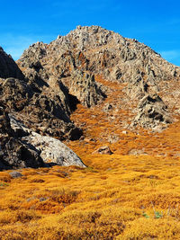Scenic view of rock formation against sky