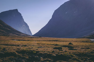 Scenic view of mountains against sky