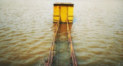 Yellow ship in sea