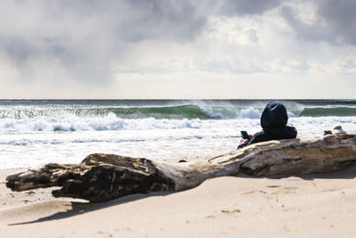 Watching winter surf from the beach