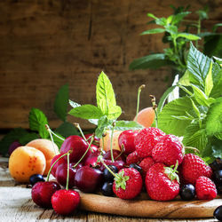 Close-up of strawberries on table