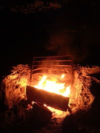 Close-up of bonfire at night