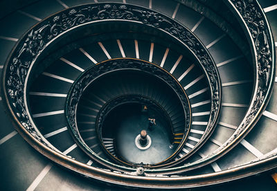 High angle view of spiral staircase