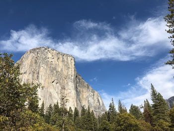 Low angle view of rocks against sky