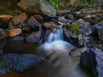 Water flowing through rocks