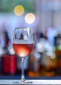 Close-up of wine glass on table in restaurant