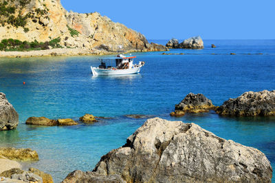 Scenic view of sea against clear sky