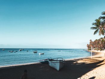 Scenic view of sea against clear sky